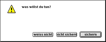Eine Meldungsbox mit drei Kn&ouml;pfen